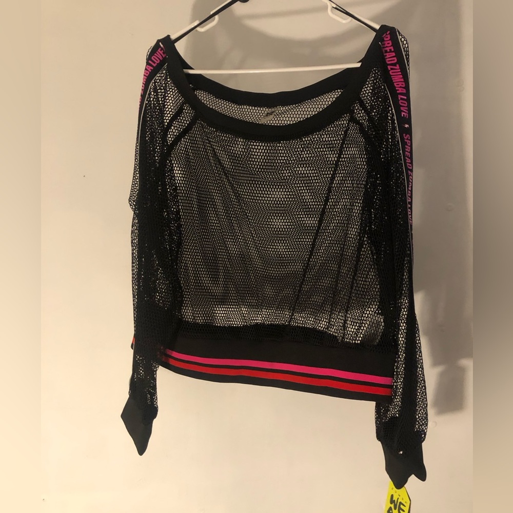 Authentic - Zumba ‘One Shoulder Top’ Net Transparent top. NWT